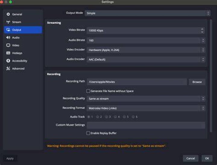 HD streaming quality settings menu