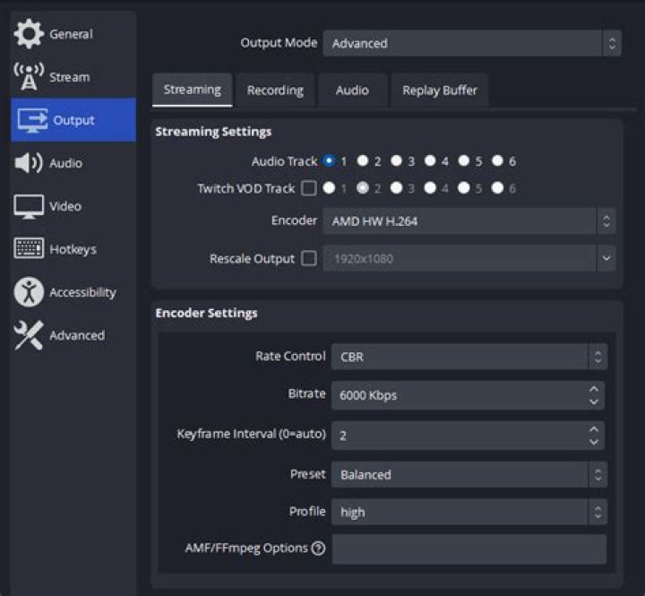 Streaming quality settings interface