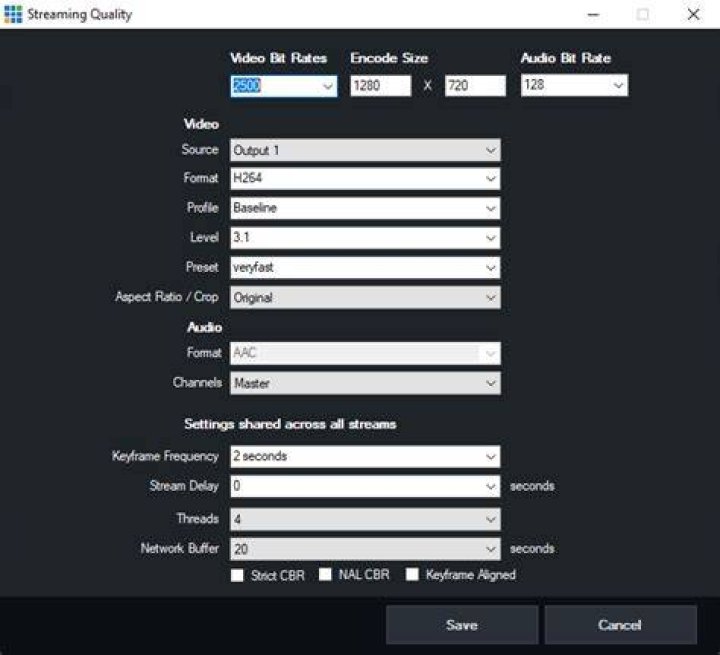 Video quality settings